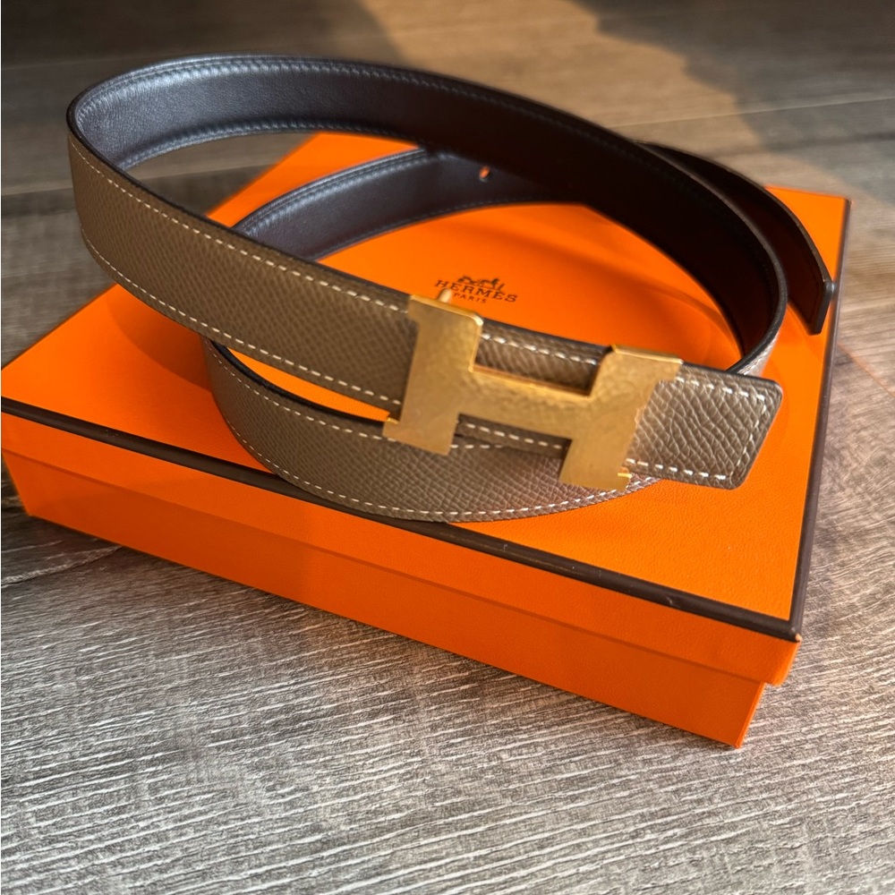 Hermes H buckle reversible belt